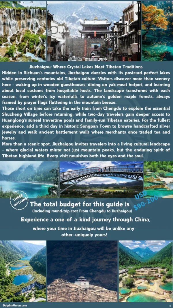 Jiuzhaigou 1Day to 3Day Travel Itineraries for Nature and Culture Lovers
